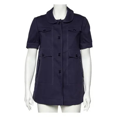 See by Chloe Navy Blue Cotton And Wool Button Front Utility Jacket