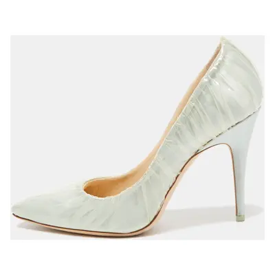 Jimmy Choo x Off-White Light Green Satin and Pleated PVC Anne Pumps Size