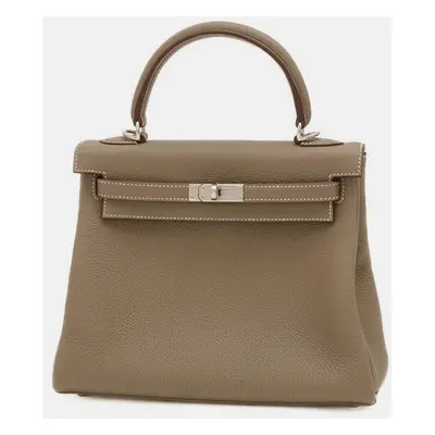 Hermes Etoupe Togo Kelly Handbag