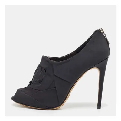 Dolce & Gabbana Black Grosgrain Peep Toe Booties Size