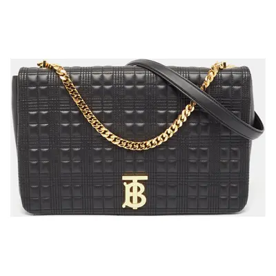 Burberry Black Quilted Leather Lola Flap Shoulder Bag