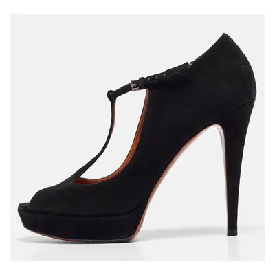 Gucci Black Suede Betty Ankle Strap Pumps Size