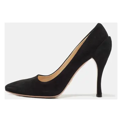 Prada Black Suede Pointed Toe Pumps Size 38.5