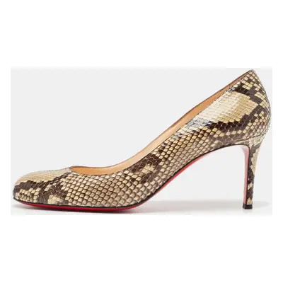 Christian Louboutin Cream/Brown Python Simple Pumps Size