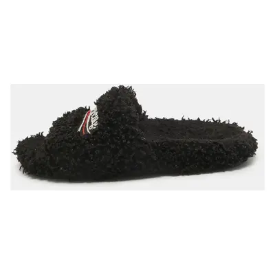 Balenciaga Black Shearing Fur Flat Slides Size