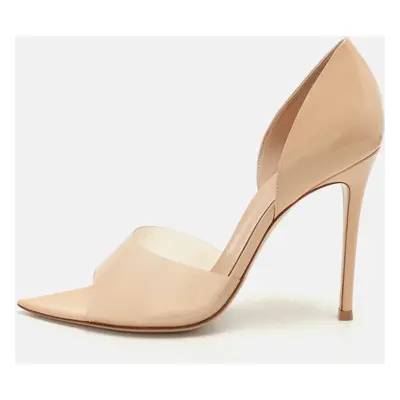 Gianvito Rossi Beige PVC and Patent Leather Bree D'orsay Pumps Size 40.5