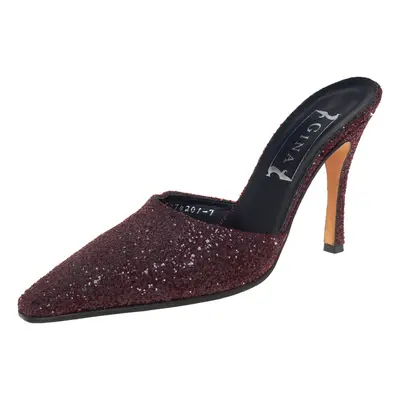 Gina Dark Burgundy Glitter Mule Sandals Size