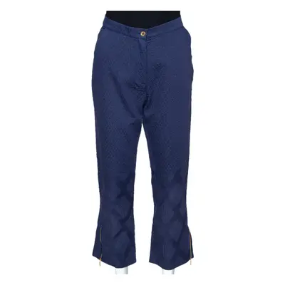 Kenzo Blue Diamond Patterned Cotton Straight Leg Trousers