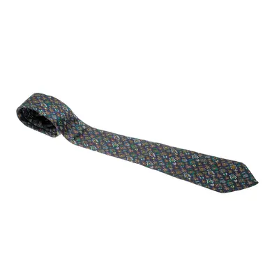 Dunhill Navy Blue Silk Medal Print Tie