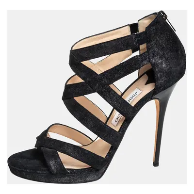 Jimmy Choo Black Suede Strappy Sandals Size