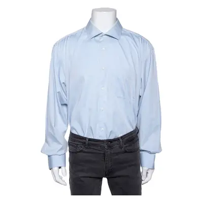 Balmain Blue Cotton button Front Shirt 3XL