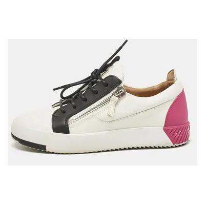 Giuseppe Zanotti White/Black Leather Frankie Low Top Sneakers Size