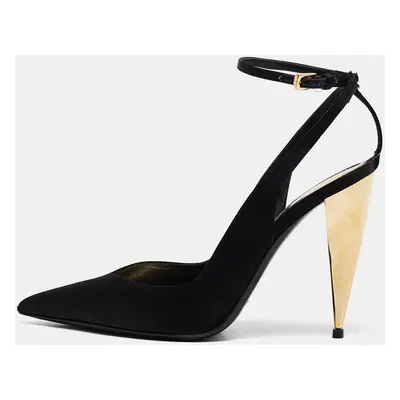 Tom Ford Black Satin Blade Slingback Pumps Size 39.5