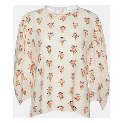 Chloe Wild Pink Printed Crepe Puff Sleeves Top