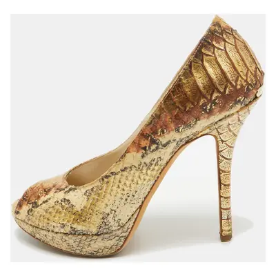 Dior Gold Embossed Python Miss Dior Pumps Size