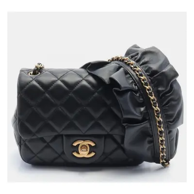 Chanel Black Lambskin Matelasse Shoulder Bag