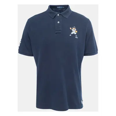 Polo Ralph Lauren Navy Blue Logo Embroidered Cotton Polo T-Shirt