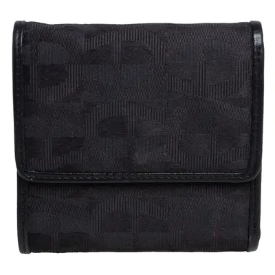 Aigner Black Canvas and Leather Trim Trifold Wallet