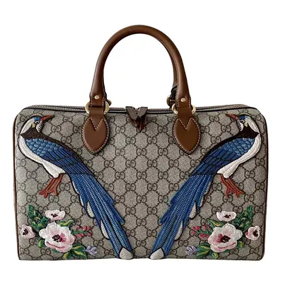 Gucci Beige/Brown GG Canvas Embroidered Bsoton Bag