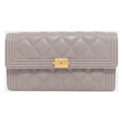 Chanel Boy Caviar Skin Long Wallet