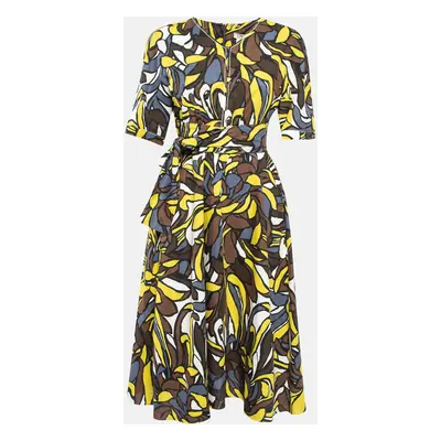 S'Max Mara Brown/Multicolor Printed Linen Midi Dress