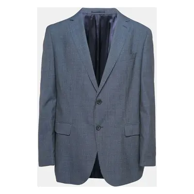 Boss By Hugo Boss Blue Patterned Virgin Wool Single Breasted Blazer