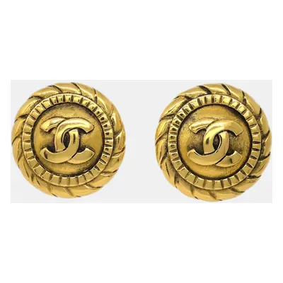 Chanel Gold Button Clip-On Earrings