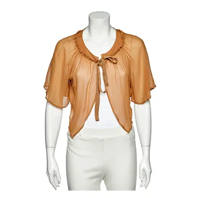 See by Chloe Beige Chiffon Tie Detail Cropped Shrug