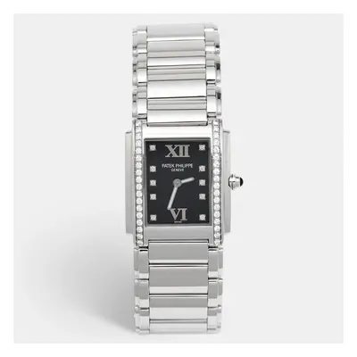 Patek Philippe Black Stainless Steel Diamond Twenty-4