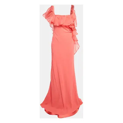 Valentino Pink Crepe Embellished Maxi Dress