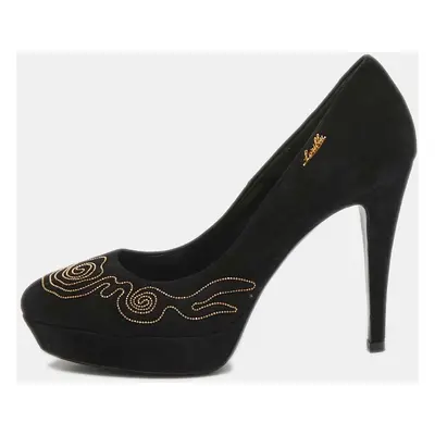 Loriblu Black Suede Embellished Platform Pumps Size 38.5