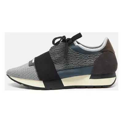 Balenciaga Tri Color Leather, Mesh and Suede Race Runner Sneakers Size