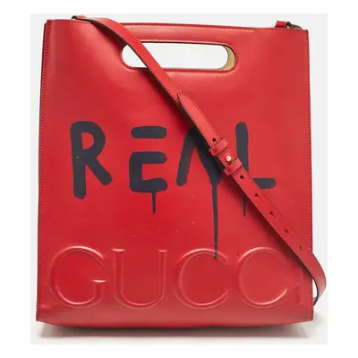 Gucci Red Leather Ghost Tote