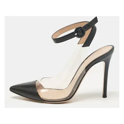 Gianvito Rossi Black Leather and PVC Anise Ankle Strap Pumps Size