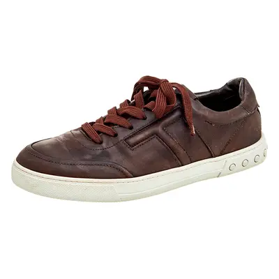 Tod's Dark Brown Leather Low Top Sneakers Size