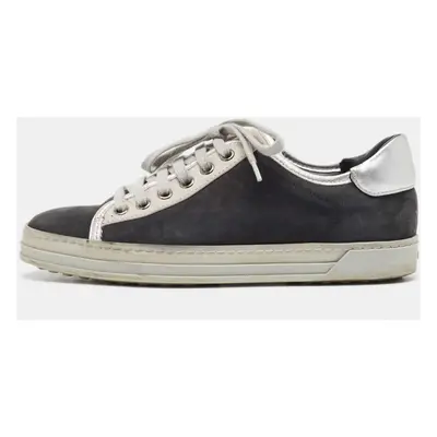 Tod's Black/Grey Nubuck Leather Low Top Sneakers Size