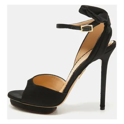 Charlotte Olympia Black Satin Wallace Sandals Size