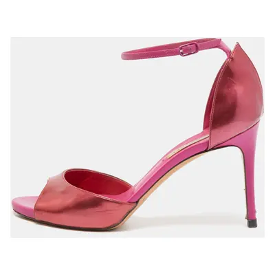 Casadei Pink Leather Candylux Ankle Strap Sandals Size