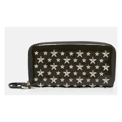 Jimmy Choo Olive Green Patent Leather Star Studded Zip Around Wallet