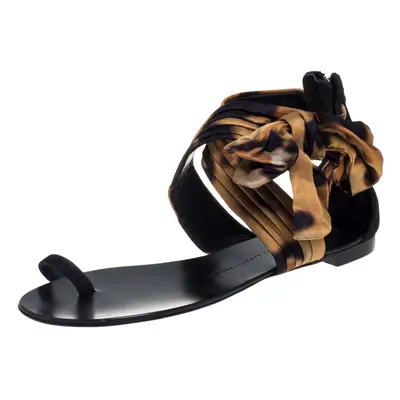 Giuseppe Zanotti Brown/Black Satin Sandals Size