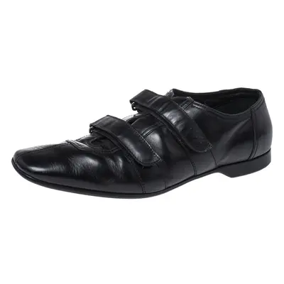 Prada Black Leather Velcro Loafers Size