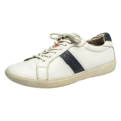 Prada White Leather Low Top Sneakers Size 42.5