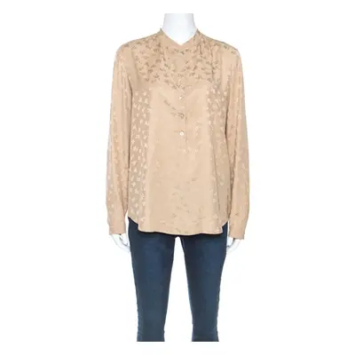 Stella McCartney Beige Jacquard Button Front Mandarin Collar Shirt