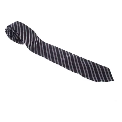 Giorgio Armani Dark Purple Diagonal Stripes Silk Jacquard Traditional Tie