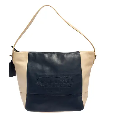 Coach Navy Blue/Beige Leather Legacy Weekend Hobo