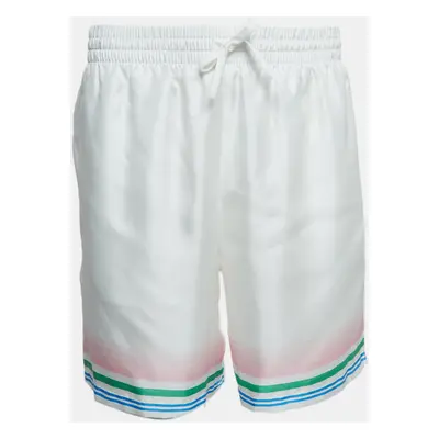 Casablanca Tennis Club Striped Satin Shorts