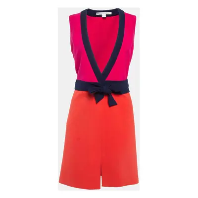 Diane Von Furstenberg Pink/Orange Crepe Wrap Mini Dress