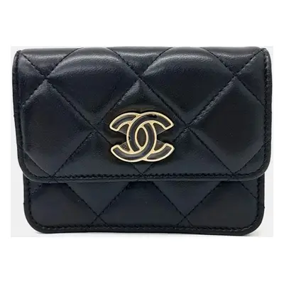 Chanel Black Leather Lambskin Chain Mini Belt bag