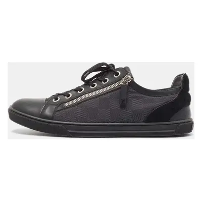 Louis Vuitton Black/Grey Damier Ebene Nylon and Leather Low Top Sneakers Size 42.5