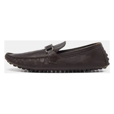 Louis Vuitton Brown Leather Hockenheim Slip On Loafers Size 43.5